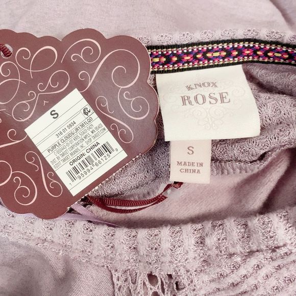 Knox Rose Women's Small Waffle Knit Pullover Henley Boho Hippie Sweatshirt - Picture 9 of 12